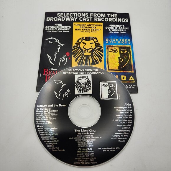 Disney Broadway Cast Recordings Beauty And The Beast The Lion King Aida Promo CD - Picture 4 of 4